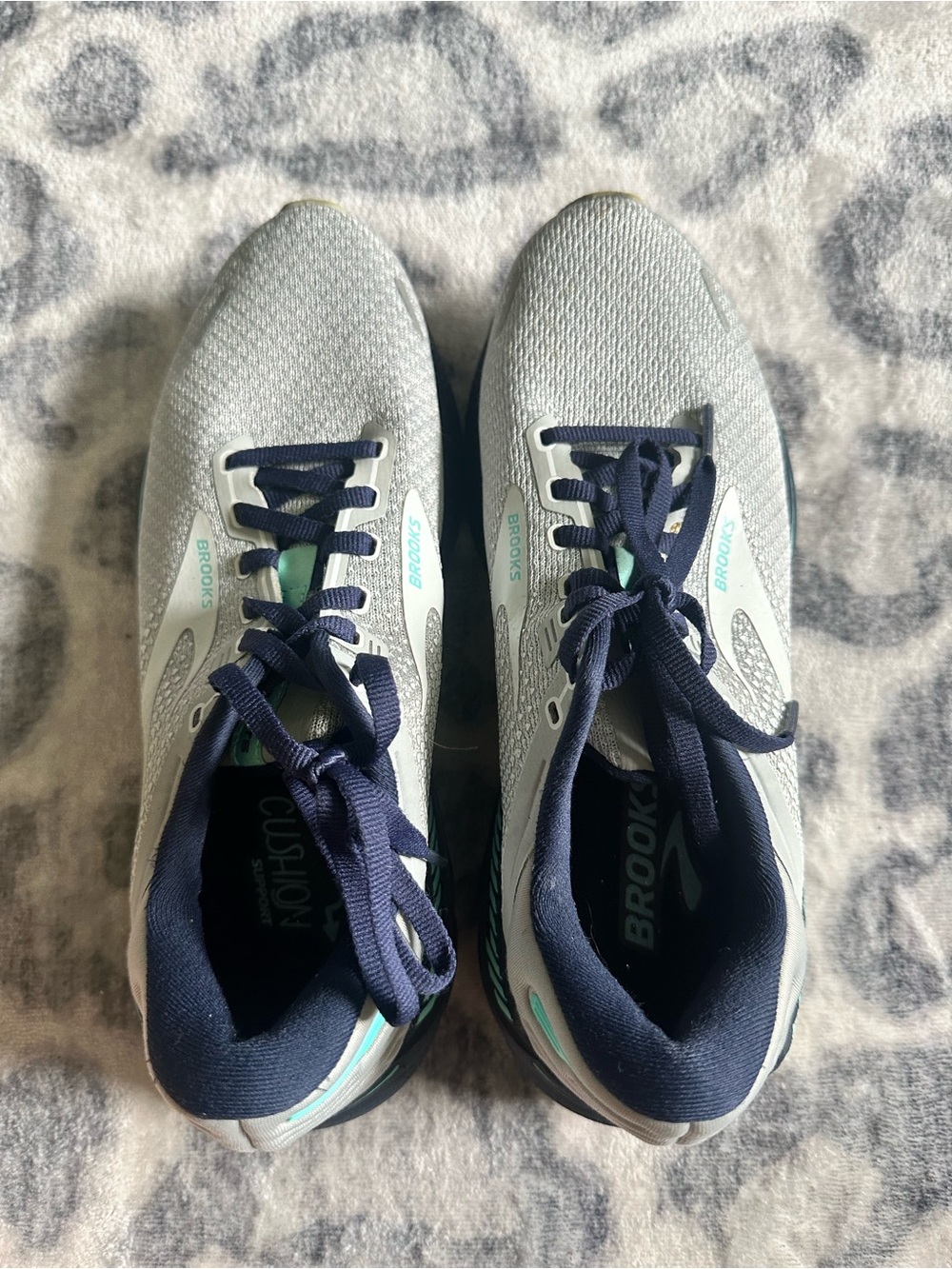 Brooks Women's Gray & Navy Athletic Running Shoes with Teal Accents